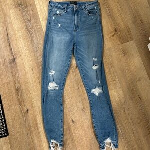 A&F Distressed Simone High Rise Ankle Jeans